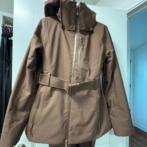 Halfdays Aston Brown Ski Jacket with Belted Waist - Size Small